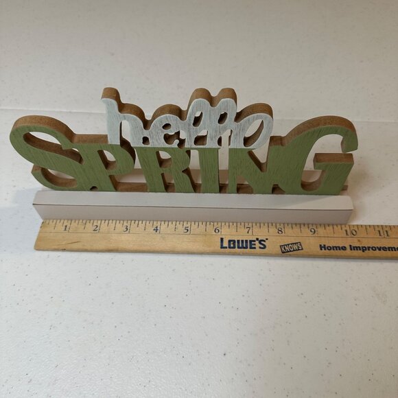 Hello Spring word sign spring decoration rustic farmhouse table word art decor - Picture 3 of 7